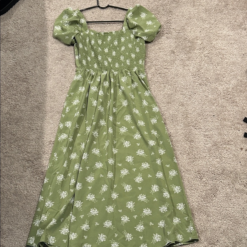 Chic Olive Floral Maxi Dress - Picture 4 of 15